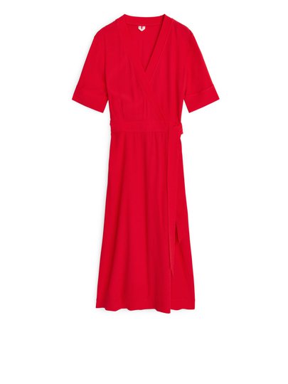 Flared Wrap Dress - Red