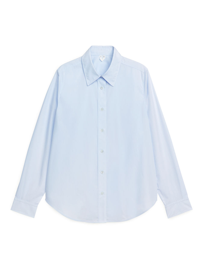 Straight Cut Poplin Shirt - Blue