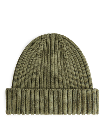 Rib Knit Baby Beanie - Green