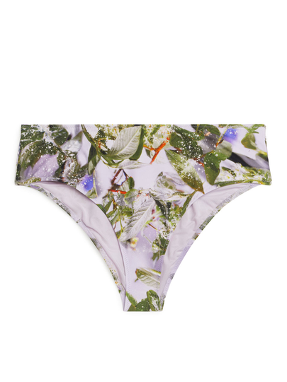 Slow Flowers Print Bikini Bottom - Purple