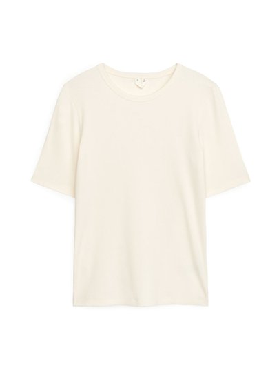 Fitted Rib Jersey Top - White
