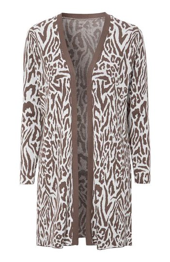 Cellbes Jacquardstickad cardigan med djurmönster Beige Mönstrad