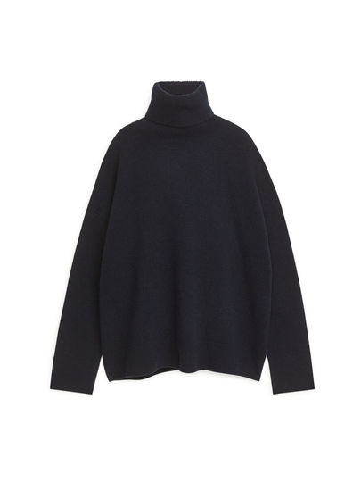 Cashmere Roll-Neck Jumper - Blue