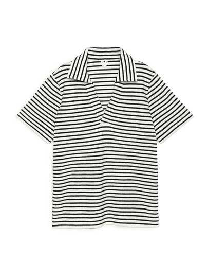 Towelling Polo Shirt - Black