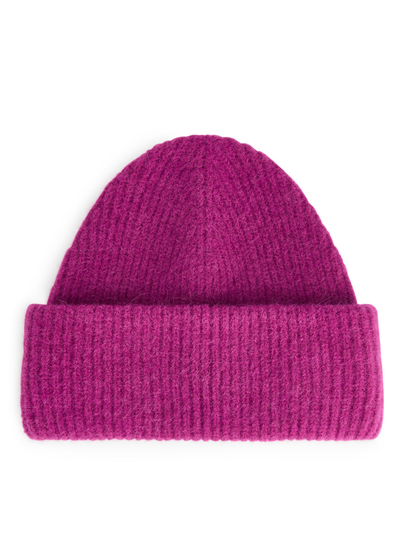 Double-Fold Alpaca Merino Beanie - Pink