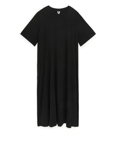 A-Line T-Shirt Midi Dress - Black