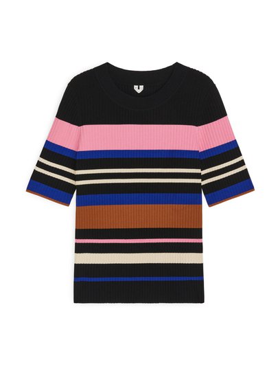 Rib-Knitted Top - Black