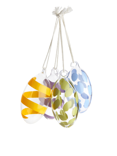Oval Glass Ornaments - White