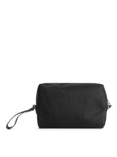 Leather-Trimmed Toiletry Bag - Black