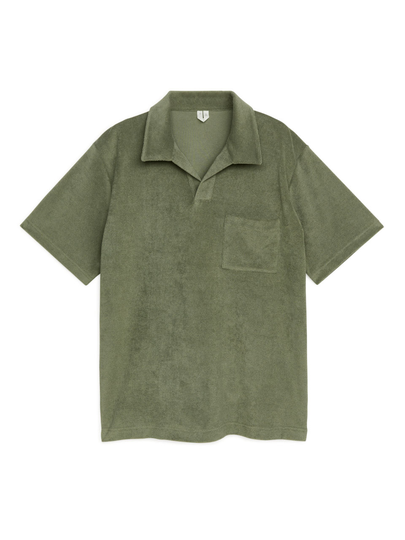 Cotton Towelling Polo Shirt - Green