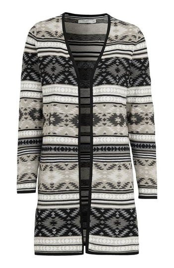 Cellbes Mönstrad jacquardstickad cardigan Svart Mönstrad