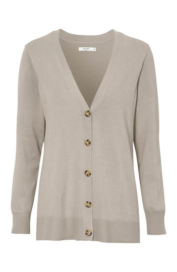 Cellbes Finstickad cardigan med v-ringning och knappar Beige