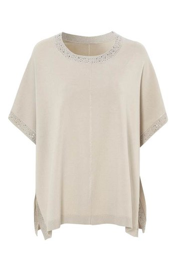 Cellbes stickad poncho med glitter Beige