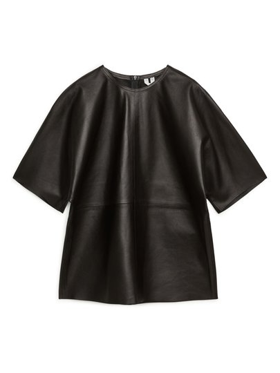 Short Sleeve Leather Top - Black