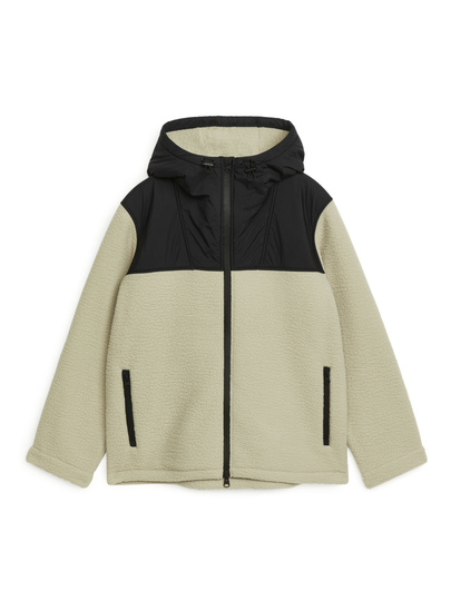 Contrast Hood Fleece Jacket - Green