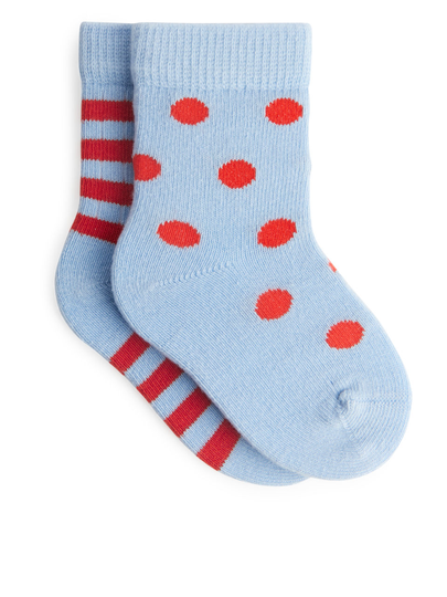 Polka Dot Socks, 2 Pairs - Blue
