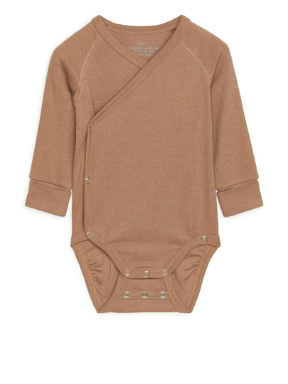 Cotton Lyocell Wrap Bodysuit - Orange
