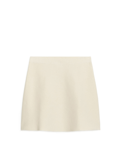 Knitted Mini Skirt - White