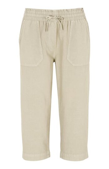 Cellbes Ledig capribyxa i tvättad bomull Beige