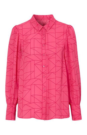 Cellbes Mönstrad blus med puffärmar Cerise Mönstrad
