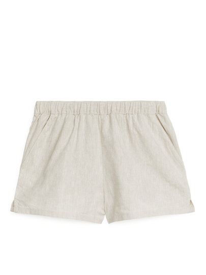 Linen Blend Shorts - Beige