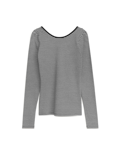 Deep Scoop-Back Top - Black