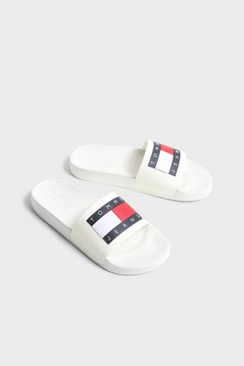 Tommy Hilfiger Sandaler Tommy Jeans Mens Flag Pool Slide Vit