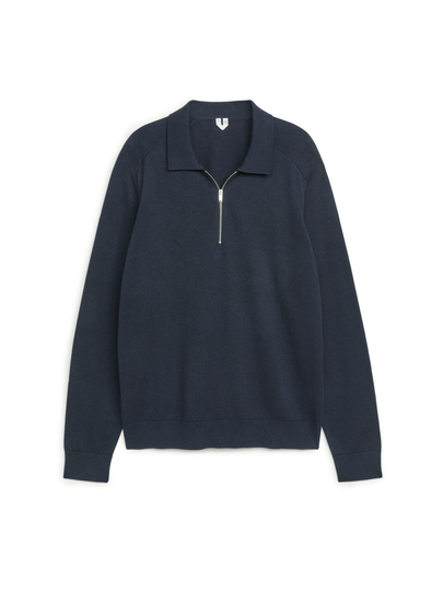 Half-Zip Knitted Jumper - Blue