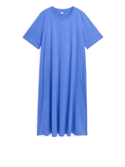 A-Line T-Shirt Midi Dress - Blue