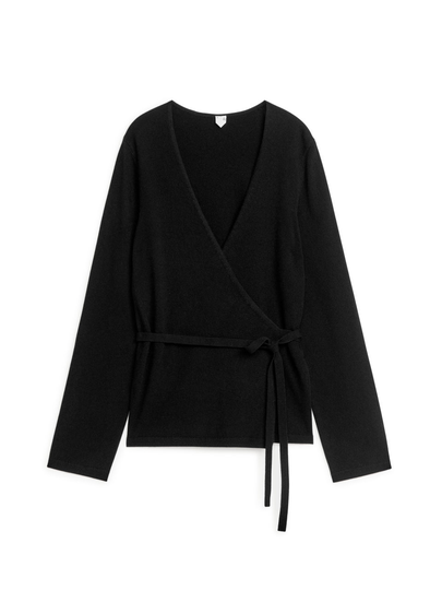 Cashmere Wrap Cardigan - Black