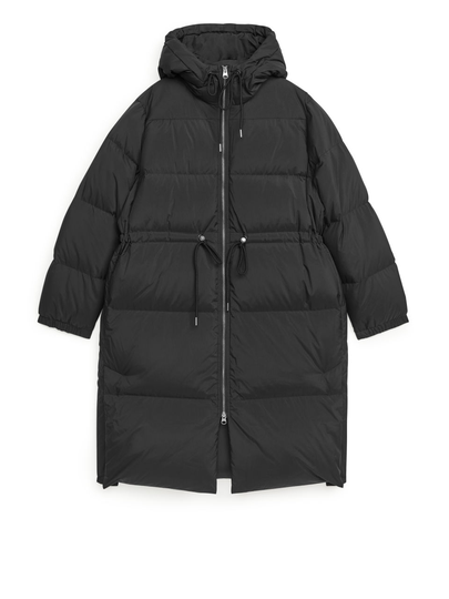 Waisted Down Coat - Black