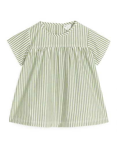 Striped Poplin Dress - Green