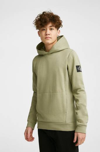 Calvin Klein Hoodie Badge Rib Hoodie Grön