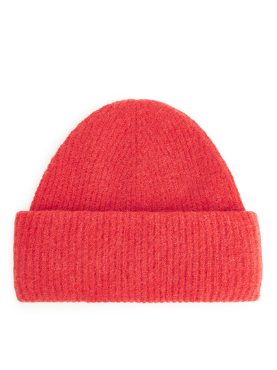 Fold-Up Alpaca Merino Beanie - Red