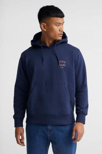 Nudie Jeans Hoodie Franke Logo Hoodie Blå