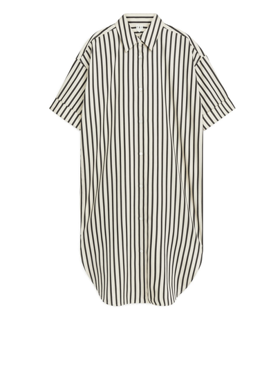 Poplin Shirt Dress - Black