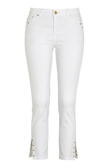 Cellbes Stretchjeans med guldfärgad öljettdekor Vit
