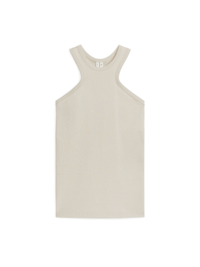 Ribbed Racer Tank - Brown