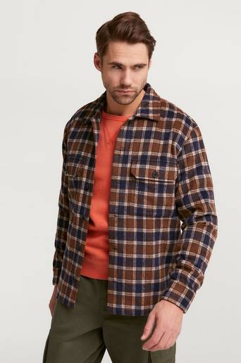 Woodbird Overshirt Glixto Check Shirt Brun