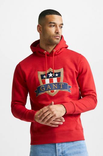 Gant Hoodie D1. Gant Banner Shield Hoodie Röd