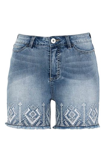 Cellbes Jeansshorts med brodyr Ljusblå Denim