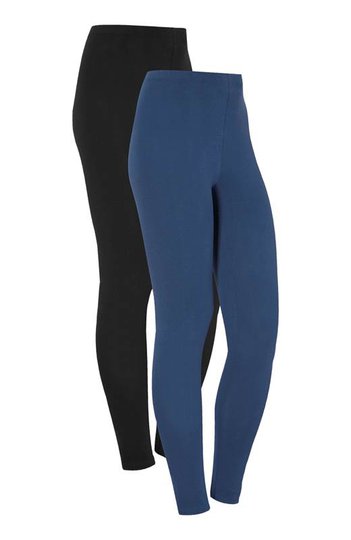 Cellbes Leggings i mjuk trikå 2-Pack Jeansblå Svart