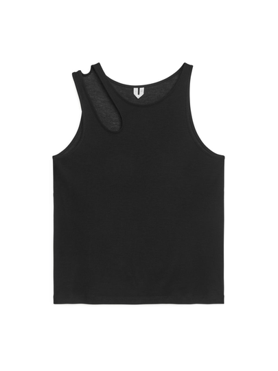 Cut-Out Tank Top - Black