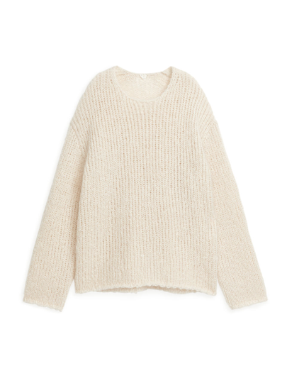 Loose-Knit Wool Mohair Jumper - Beige