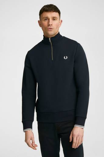 Fred Perry Sweatshirt Half Zip Sweatshirt Blå