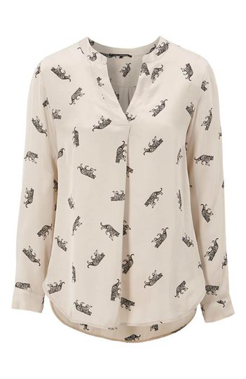 Amy's Stories Mönstrad blus Costanza Ljusbeige Mönstrad