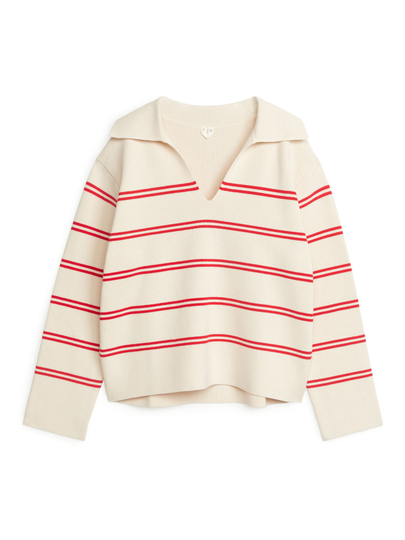Striped Cotton Jumper - Red