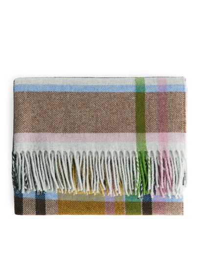Checked Wool Scarf - Yellow