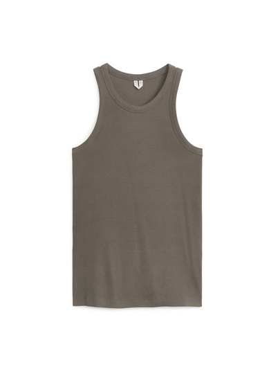 Rib Racer Tank Top - Beige