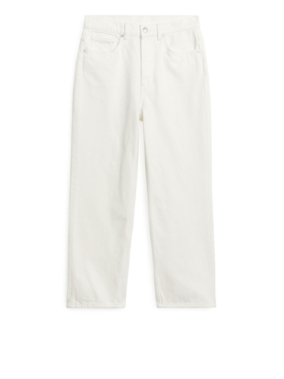STRAIGHT CROPPED Non-Stretch Jeans - White